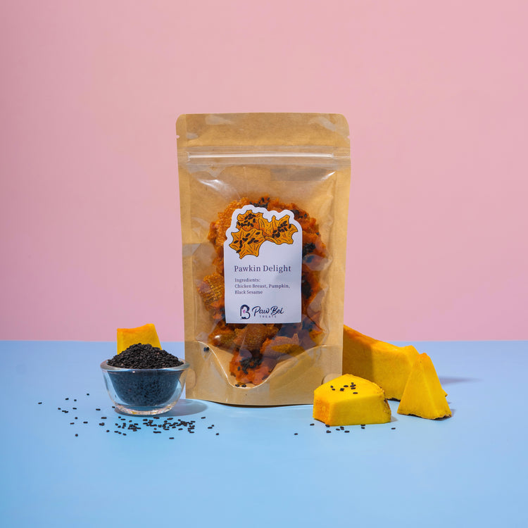 Dog treat package labeled &